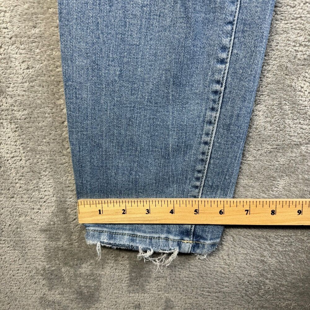 Flying Monkey Jeans Women’s 28 Blue Stretch Distressed Raw Hem Denim Whiskered - Picture 9 of 12